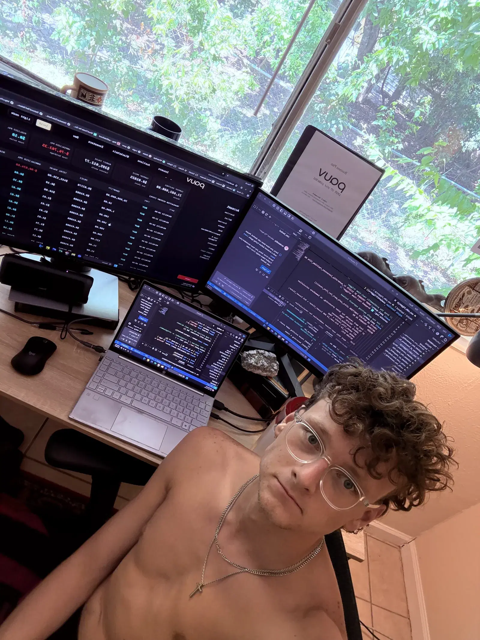 Aiden at his desk in the early days, building Pauv